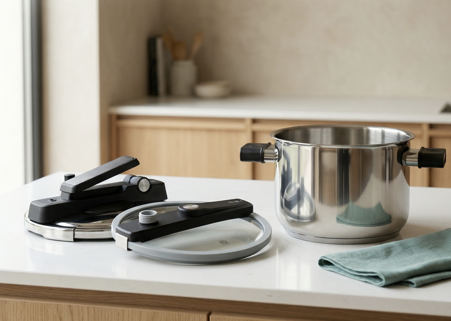Zoombo Nova dual-lid stainless steel pressure cooker
