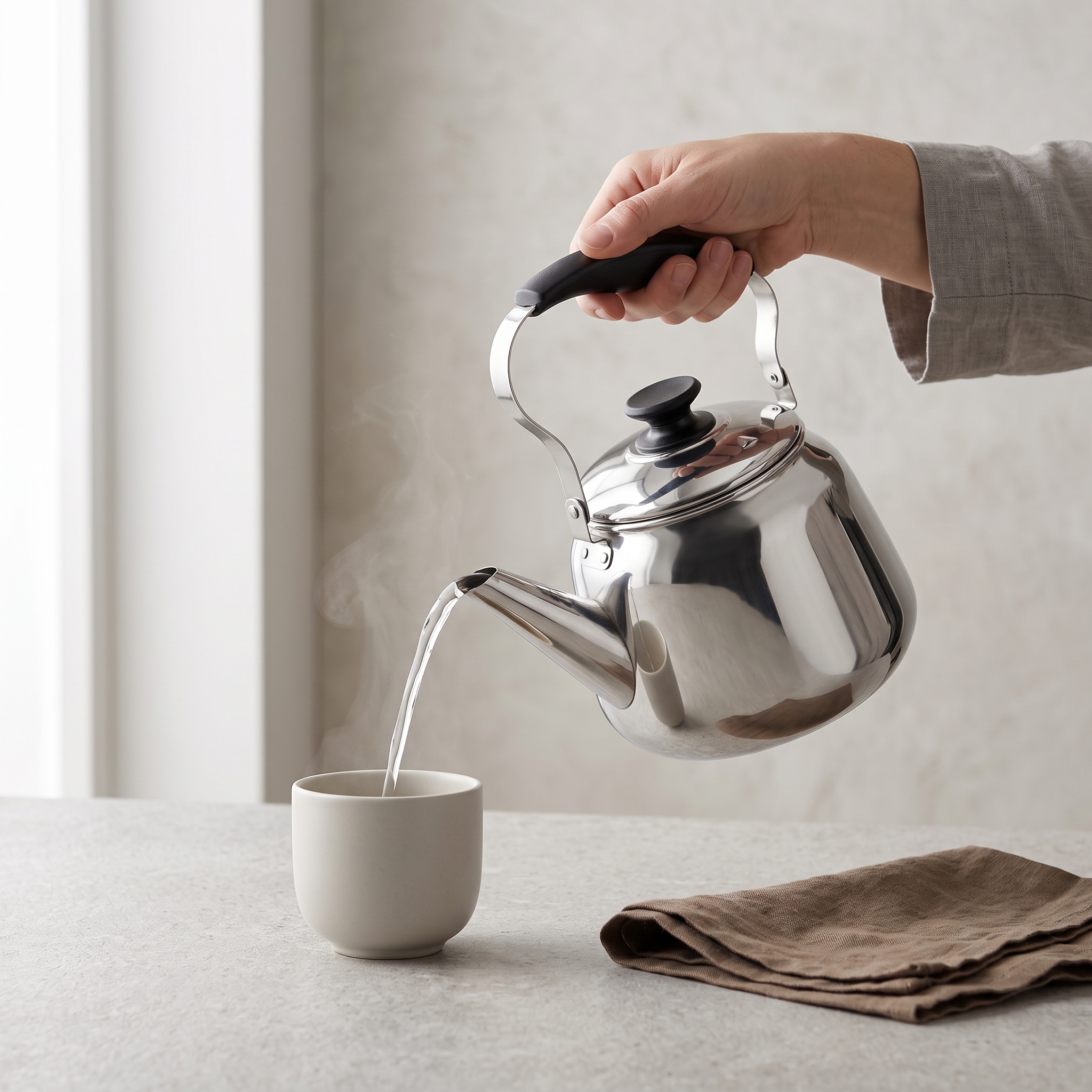 Die WM-1.5 gießt einen präzisen Strahl heißen Wassers in eine Tasse